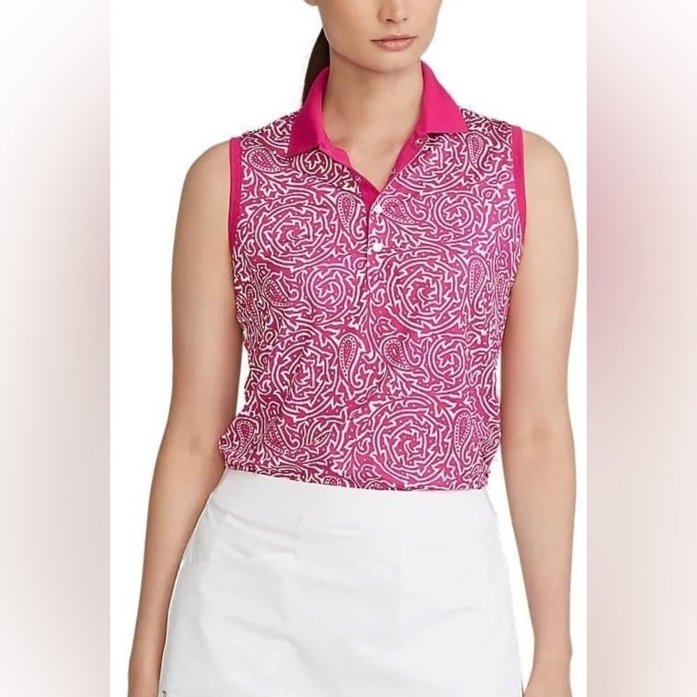 Ralph Lauren RLX Printed Paisley Airflow Sleeveless Golf Shirt sz M